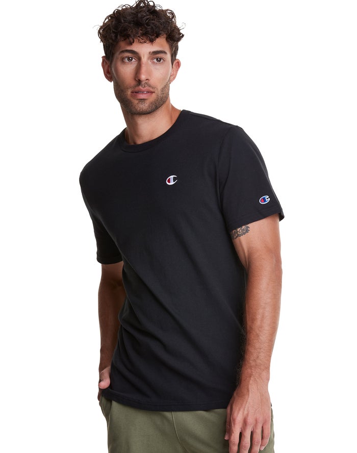 Champion T-Shirt Heren - Zwart - Lightweight Jersey C Logo ( 237068-MKX )